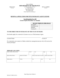 Renewal Application for Title Insurance Agent License - Idaho, Page 2
