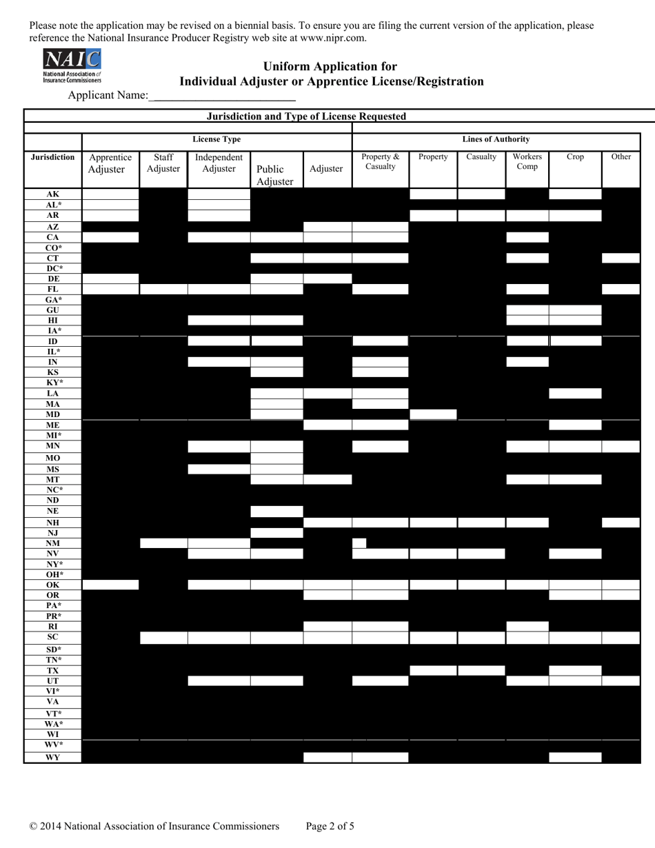 Uniform Application for Individual Adjuster or Apprentice License / Registration - Idaho, Page 3