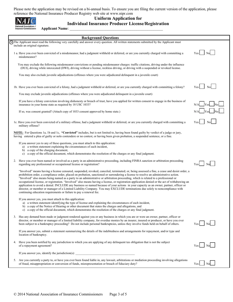 Uniform Application for Individual Producer License / Registration - Idaho, Page 4
