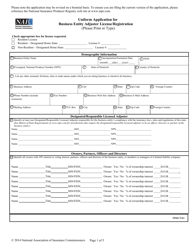 Uniform Application for Business Entity Adjuster License/Registration - Idaho, Page 2