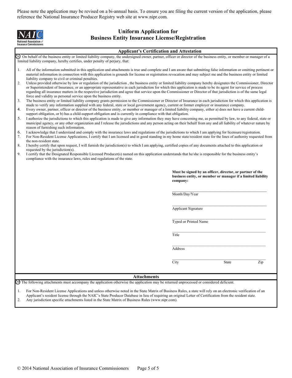 Uniform Application for Business Entity Adjuster License / Registration - Idaho, Page 6