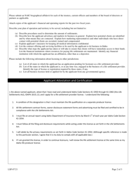 Life Settlement Provider Application - Idaho, Page 2