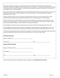 Life Settlement Provider Application - Idaho, Page 3