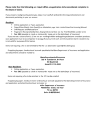 Uniform Application for Business Entity License/Registration - Idaho