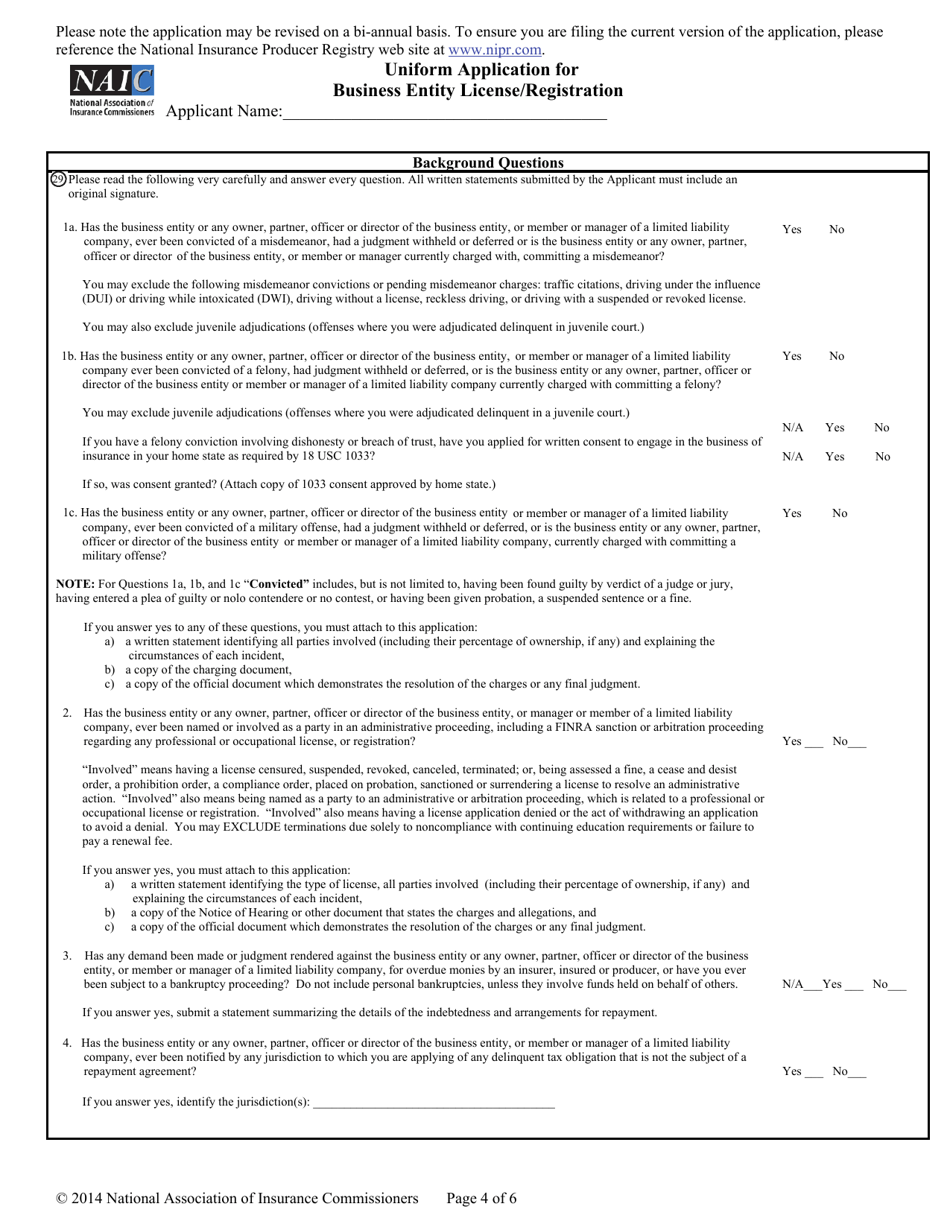 Uniform Application for Business Entity License / Registration - Idaho, Page 5