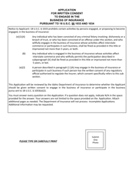 Application for Written Consent to Engage in the Business of Insurance Pursuant to 18 U.s.c. 1033 and 1034 - Idaho, Page 2