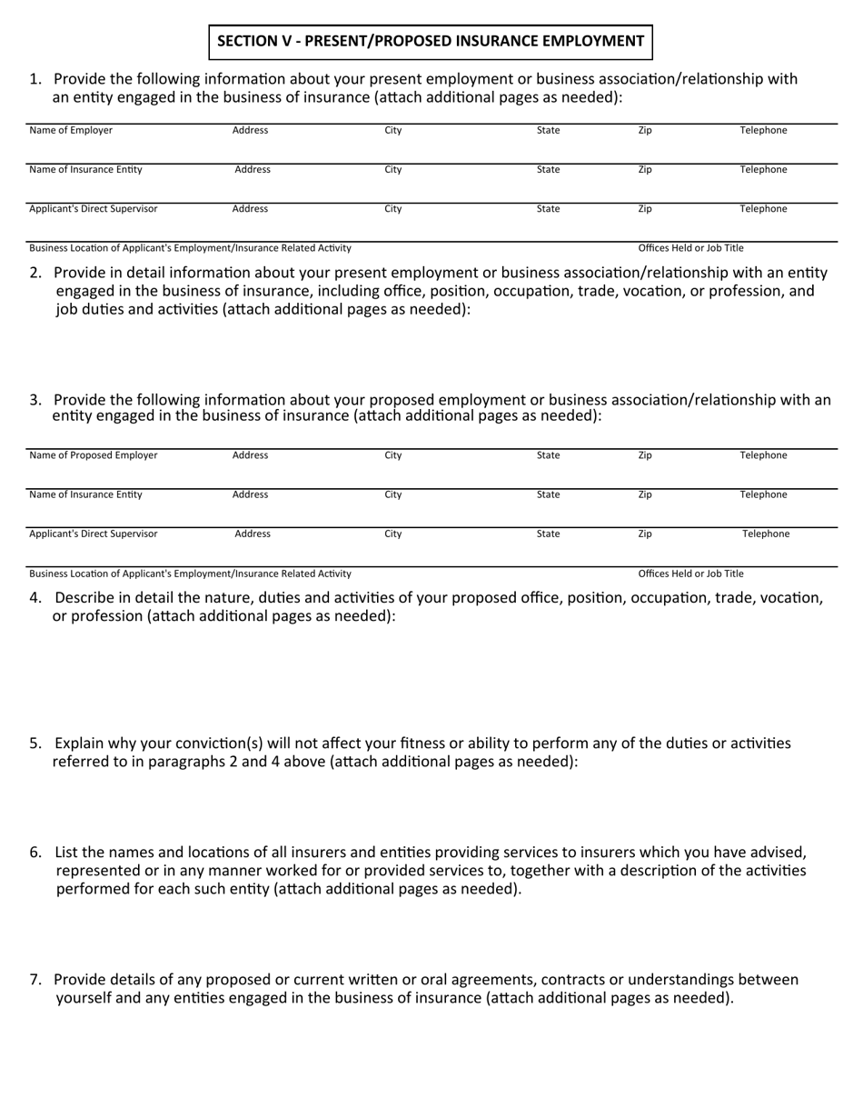Application for Written Consent to Engage in the Business of Insurance Pursuant to 18 U.s.c. 1033 and 1034 - Idaho, Page 7