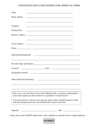 Document preview: Continuing Education Instructor Approval Form - Idaho