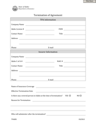 Form TPA005 &quot;Termination of Agreement&quot; - Idaho