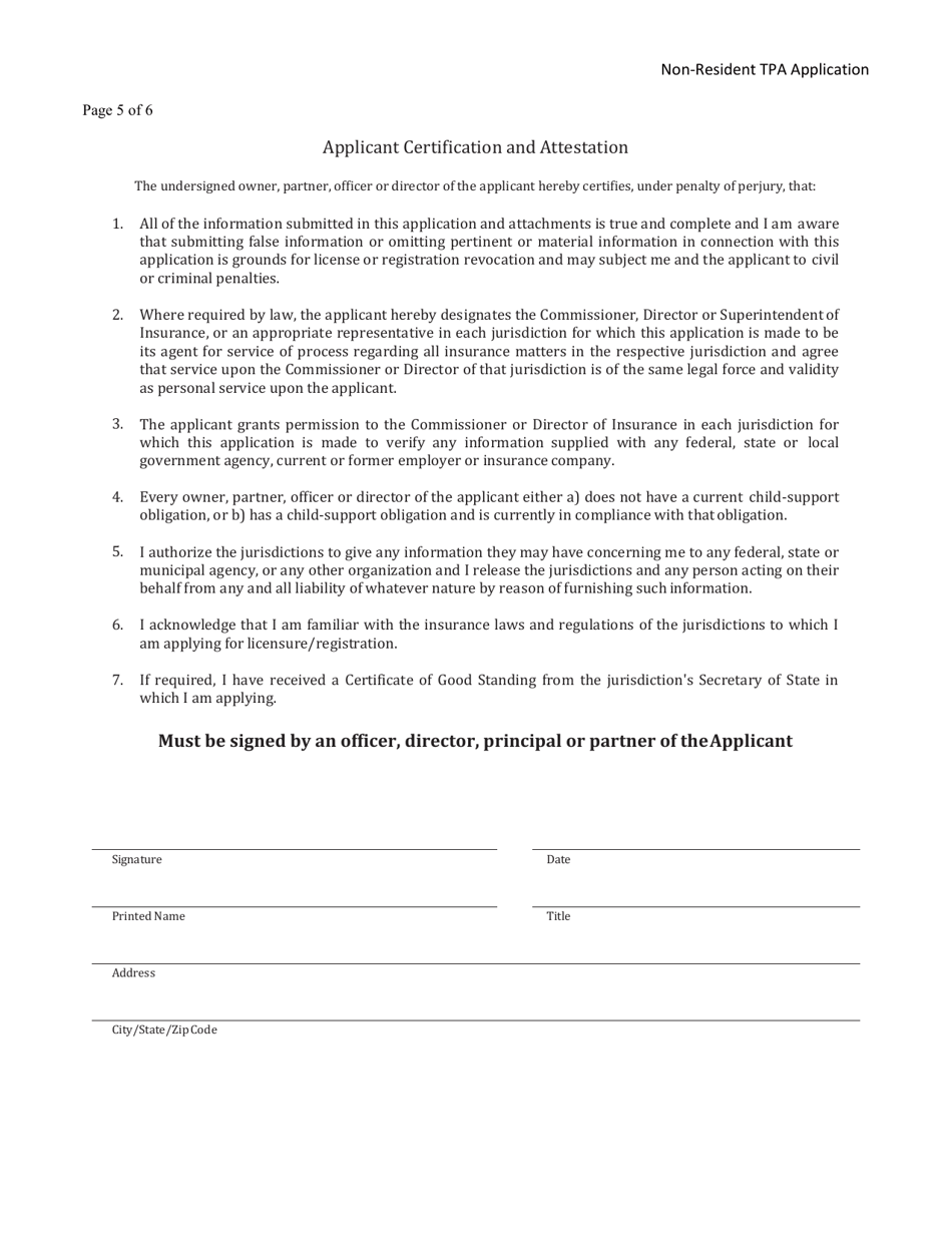 Form TPA001-B Non-resident Third Party Administrator License Application - Idaho, Page 5