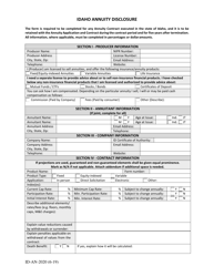 Form ID-AN-2020 &quot;Idaho Annuity Disclosure&quot; - Idaho