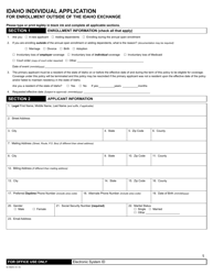 Document preview: Idaho Individual Application for Enrollment Outside of the Idaho Exchange - Idaho