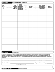 Idaho Universal Health Statement Addendum - Idaho, Page 3