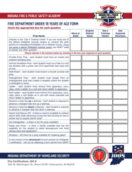 Fire Department Under 18 Years of Age Form - Indiana