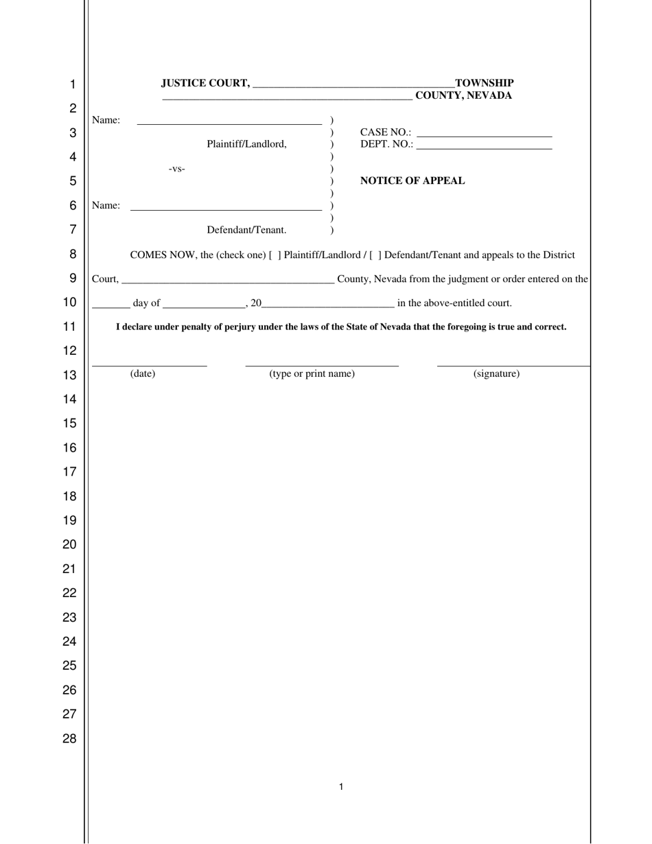 Notice of Appeal - Nevada, Page 1