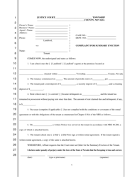 Document preview: Complaint for Summary Eviction - Nevada
