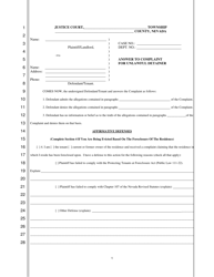 Document preview: Answer to Complaint for Unlawful Detainer - Nevada