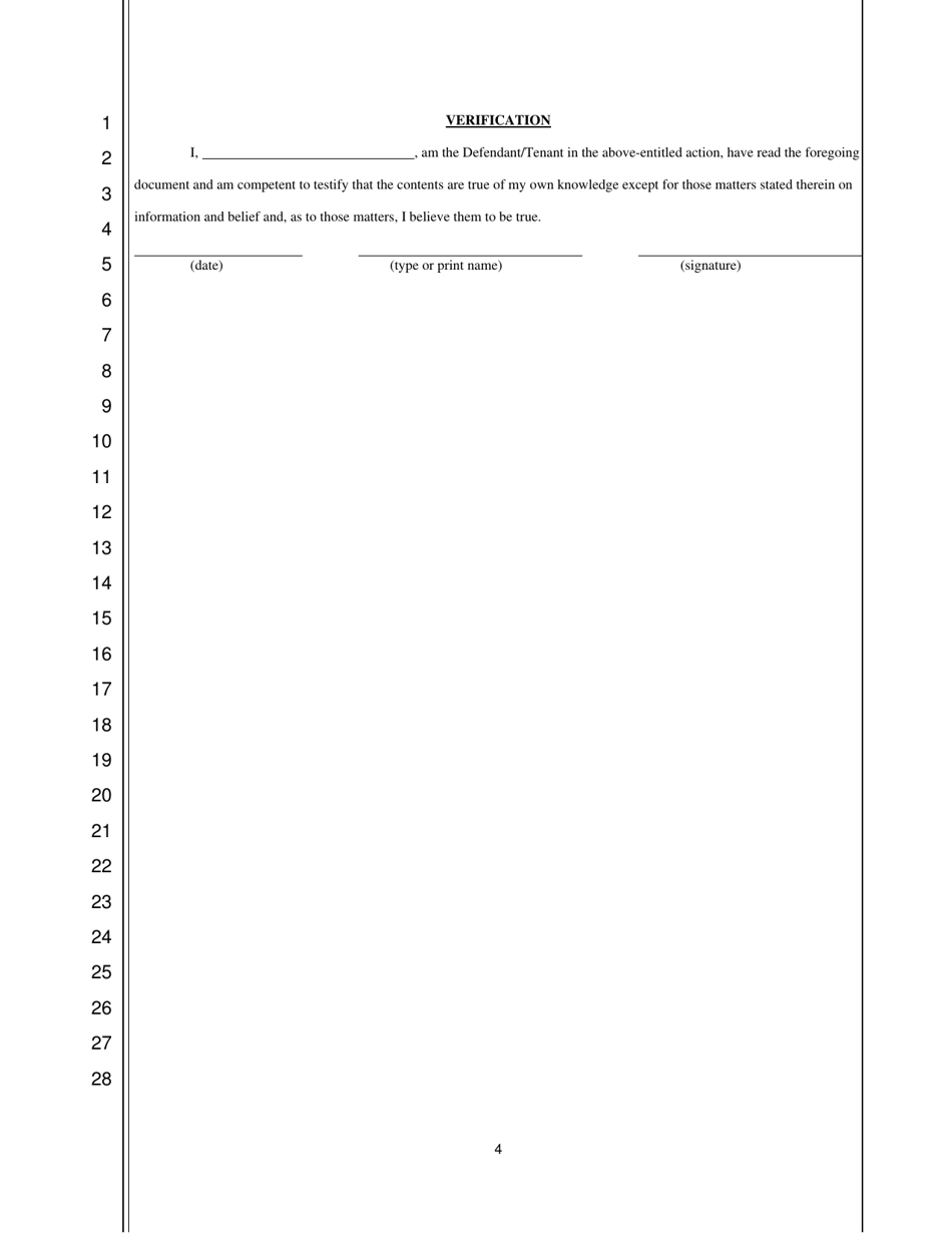 Answer to Complaint for Unlawful Detainer - Nevada, Page 4