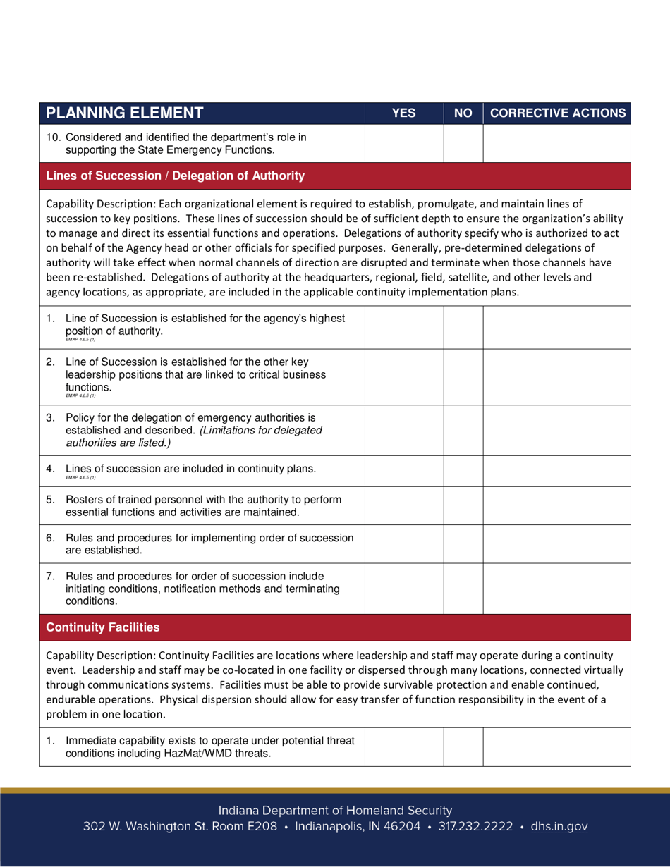 Continuity of Operations (Coop) Plan Review - Indiana, Page 3