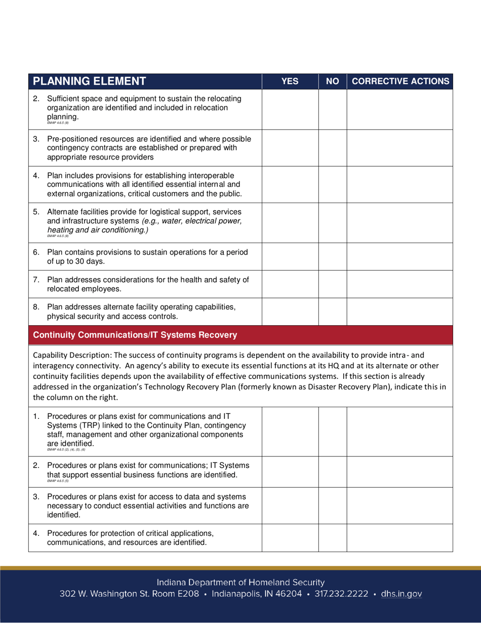 Continuity of Operations (Coop) Plan Review - Indiana, Page 4