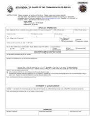 State Form 54693 Application for Waiver of EMS Commission Rules (836 Iac) - Indiana