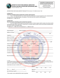 State Form 36422 Report of State Fire Marshal Inspection - School Heating System and Supporting Lines - Indiana