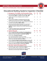 Educational Building Systems Inspection Checklist - Indiana