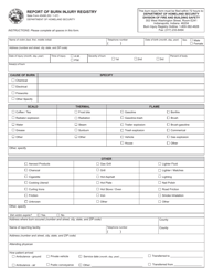 State Form 45496 Report of Burn Injury Registry - Indiana