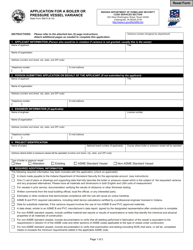 State Form 56815 Application for a Boiler or Pressure Vessel Variance - Indiana
