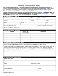 Document preview: Formulario 470-0665(S) Informe De Sospecha De Abuso Infantil - Iowa (Spanish)