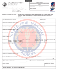 State Form 42246 Application for Explosive Magazine Permit - Indiana