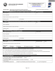 State Form 44400 Application for Variance - Indiana