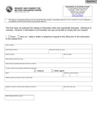 State Form 52347 &quot;Request and Consent for Military Discharge Papers&quot; - Indiana