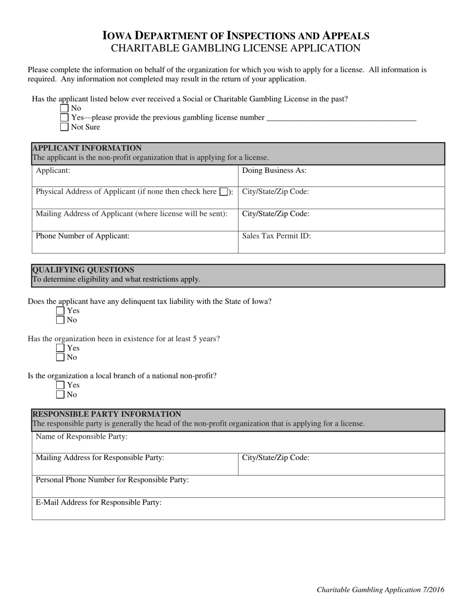 Charitable Gambling License Application - One-Year - Iowa, Page 3