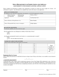 Amusement Concession License Application - Iowa, Page 2