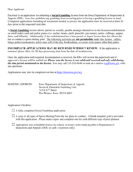 Document preview: Social Gambling License Application - Iowa