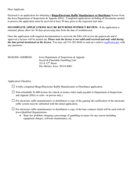 Document preview: Bingo/Electronic Raffle Manufacturer or Distributor Application - Iowa