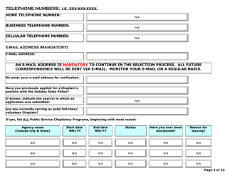 Volunteer Chaplain on-Line Application - Indiana, Page 3