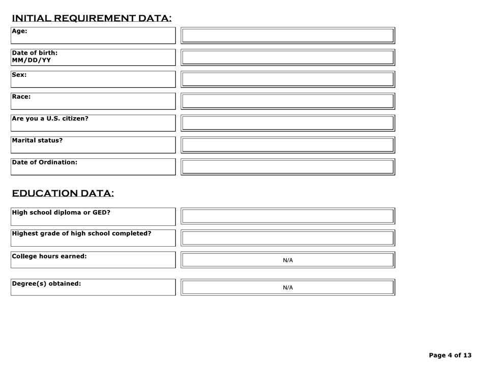 Volunteer Chaplain on-Line Application - Indiana, Page 4