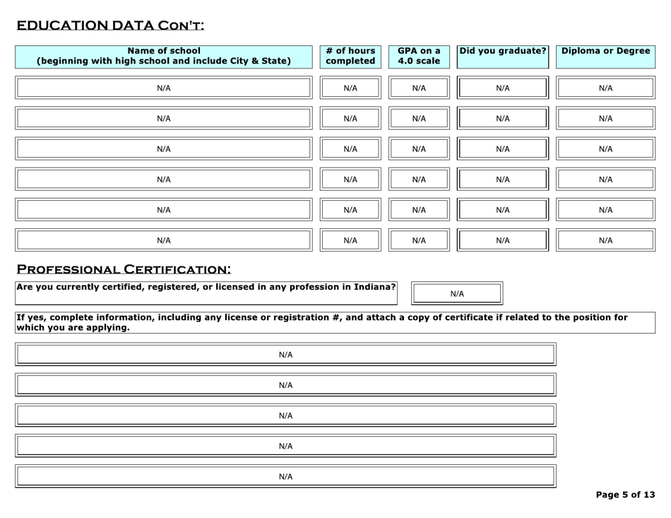 Volunteer Chaplain on-Line Application - Indiana, Page 5