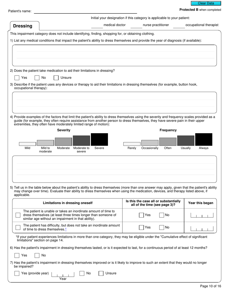 Form T2201 Disability Tax Credit Certificate - Canada, Page 10