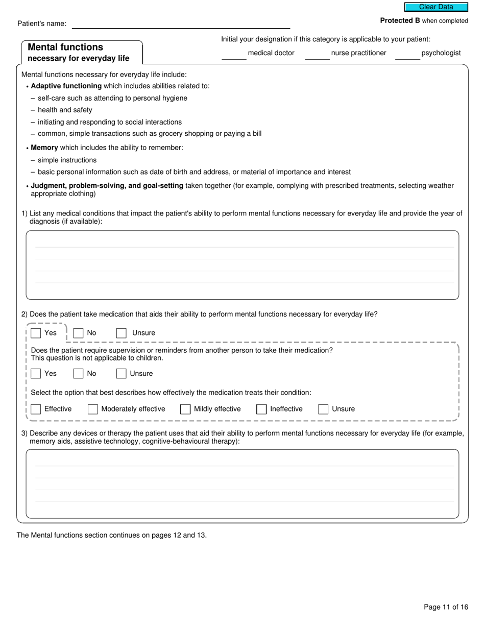 Form T2201 Disability Tax Credit Certificate - Canada, Page 11
