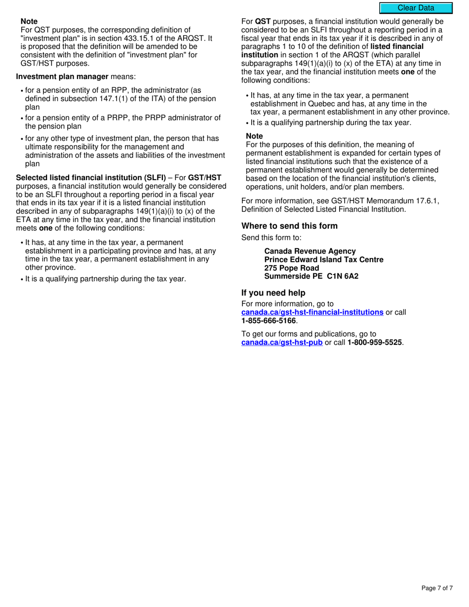 Form RC7204-2 Elections to Withdraw From a Consolidated Filing Election for a Selected Listed Financial Institution for Gst / Hst and Qst Purposes or Only Qst Purposes - Canada, Page 7