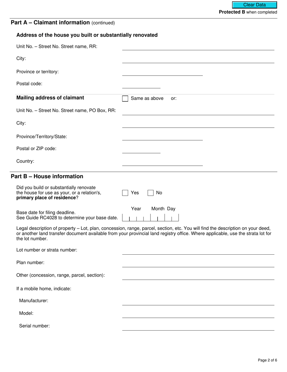 Form GST191 Gst / Hst New Housing Rebate Application for Owner-Built Houses - Canada, Page 2