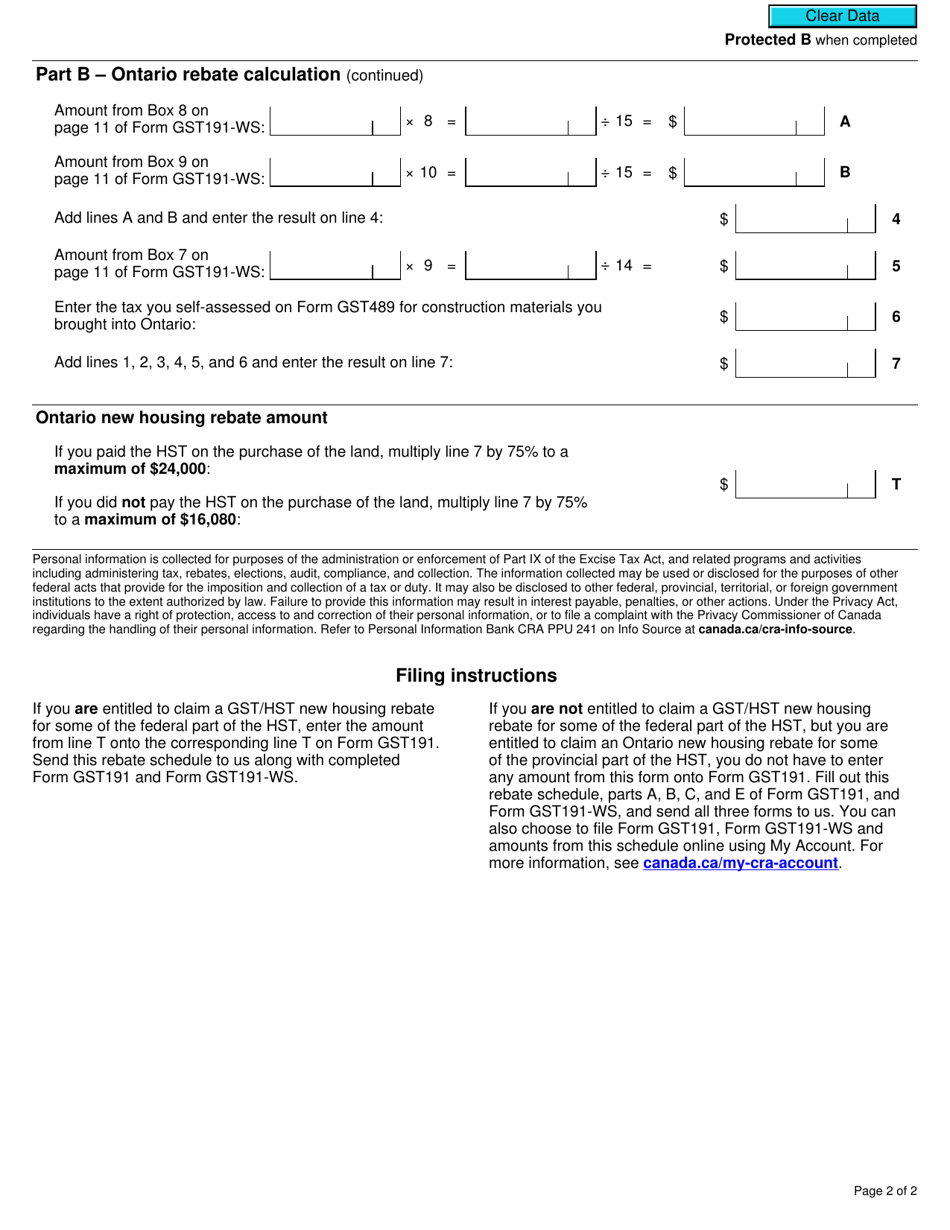 Form Rc7191-on Download Fillable Pdf Or Fill Online Gst191 Ontario 