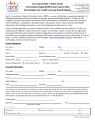 Document preview: Immunization and Health Screening Record Request - Immunization Registry Information System (Iris) - Iowa