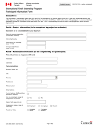 Form AMC-GAC2661 &quot;Participant Information Form - International Youth Intership Program&quot; - Canada (English/French)