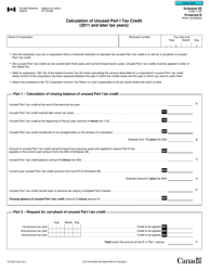Form T2 Schedule 42 &quot;Calculation of Unused Part I Tax Credit (2011 and Later Tax Years)&quot; - Canada