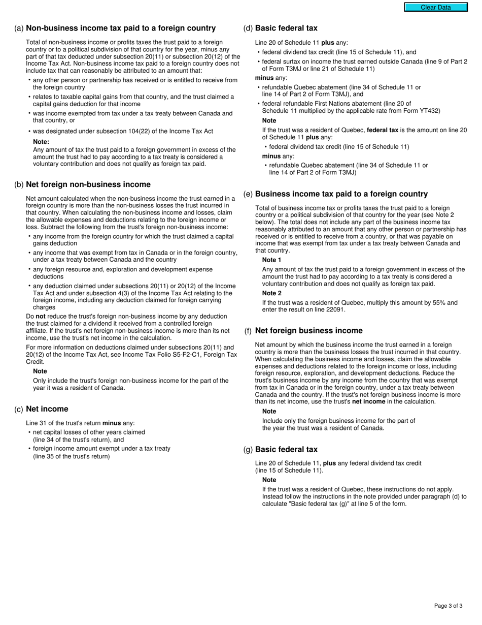 Form T3FFT T3 Federal Foreign Tax Credits for Trusts - Canada, Page 3