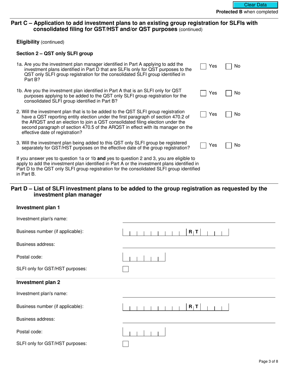 Form RC7202-1 Request to Be Added to a Group Registration for Selected Listed Financial Institutions With Consolidated Filing for Gst / Hst and Qst Purposes or Only for Qst Purposes - Canada, Page 3